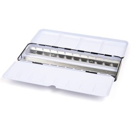 Jaxon Watercolour Empty Box - Heavy Duty Metal - Holds 24 Half or 12 Whole Bowls - with Fold-Out Palette and Thumb Ring