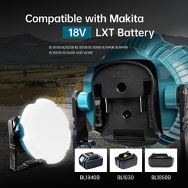 Gruecoinno 18V LED Camping Lantern for Makita 18V LXT Battery, 24W LED Work Light for Emergency and Hurricane,Camping, Hiking, Fishing（Battery Not Included）