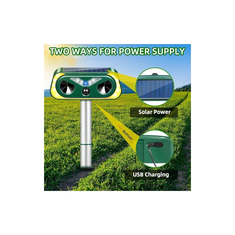 2026 New Sonic Fortress Pro Deer Repellent Devices,2Pcs Solar Ultrasonic