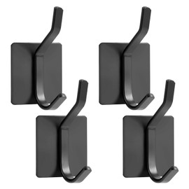 Oderra 4 Pezzi Ganci Adesivi Muro, Appendi Accappatoio Bagno, Gancio Adesivo per Armadi, Porte, Pareti, Senza Foratura, Antiruggine - Nero