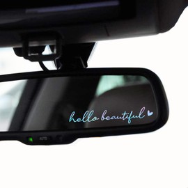 WCDHOR 2 x Hello Beautiful Rearview Mirror Decal Water Bottle Stickers Affirmation Reminder Sticker Laptop Bumper Sticker Tumbler Vinyl Sticker Car Mirror Decal (Hello Beautiful, Holographic Opal)