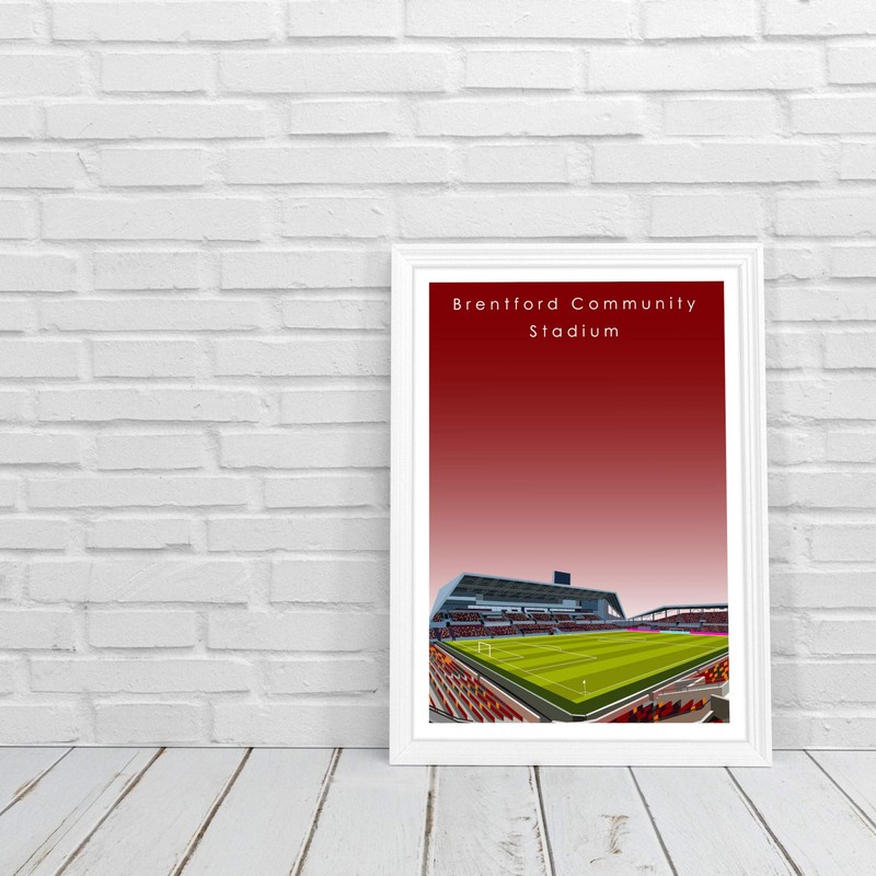 GroundDesigns BRENTFORD FC Football Gift GTECH COMMUNITY STADIUM Art Unframed