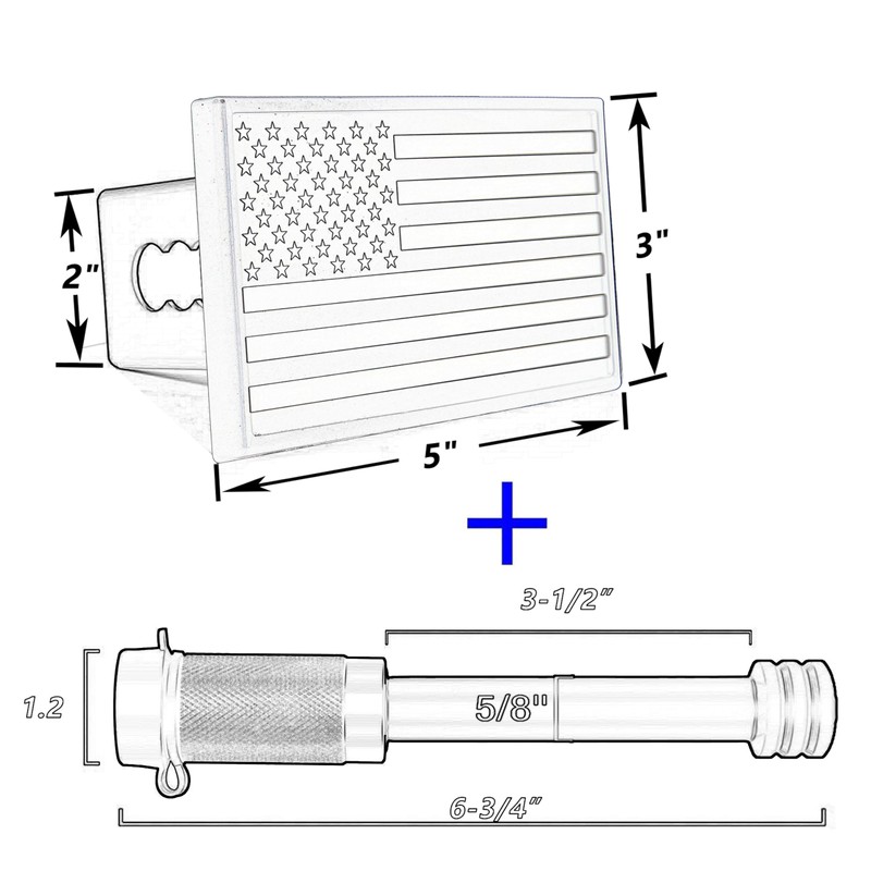 Aluminum American Flag Trailer Hitch Cover for 2 inch Receivers,Truck
