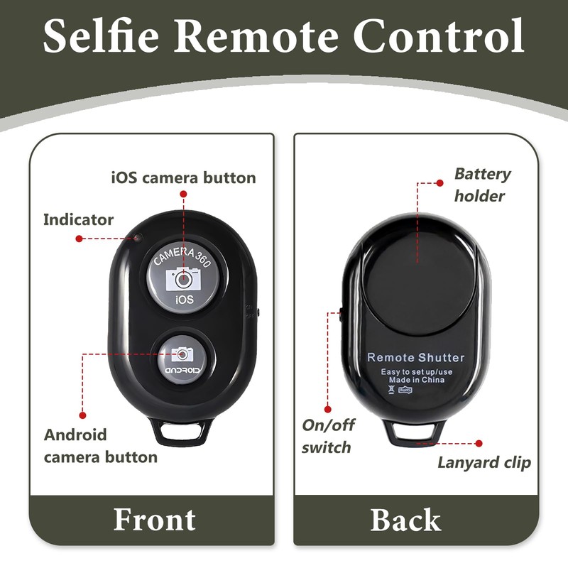 2 Pack Bluetooth Camera Remote Shutter, Selfie Stick Shutter Release