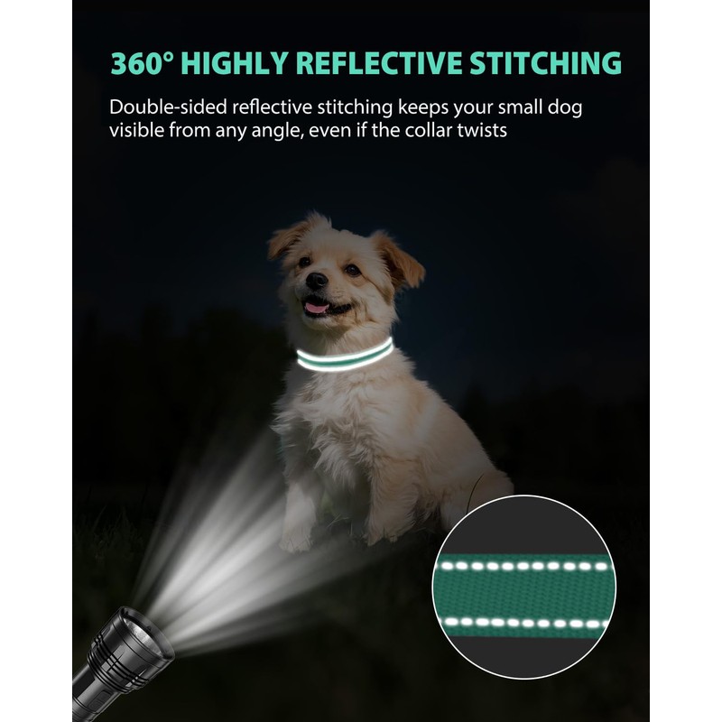 Joytale Small Dog Collar, Durable Double-Sided Reflective Nylon Collar for