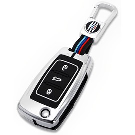 YONUFI for VW Key Fob Cover Case Zinc Alloy Shell Smart Key Holder Compatible for Volkswagen Jetta Beetle Tiguan Passat Polo Golf MK6