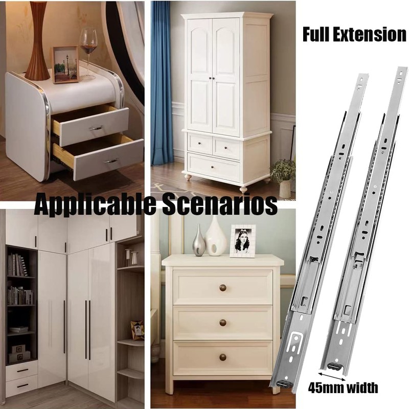 5 Pair of 18 Inch Drawer Slides,100 LB Capacity Full