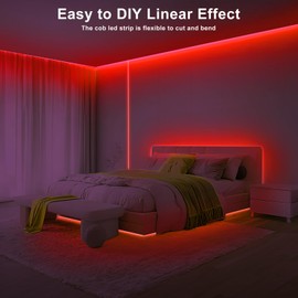 Tatazone 32.8ft Red COB Led Strip Lights with RF Remote, Dimmable Bright Dotless Adhesive Indoor Led COB Light Strip for Cabinet, Painting, Room, Bed