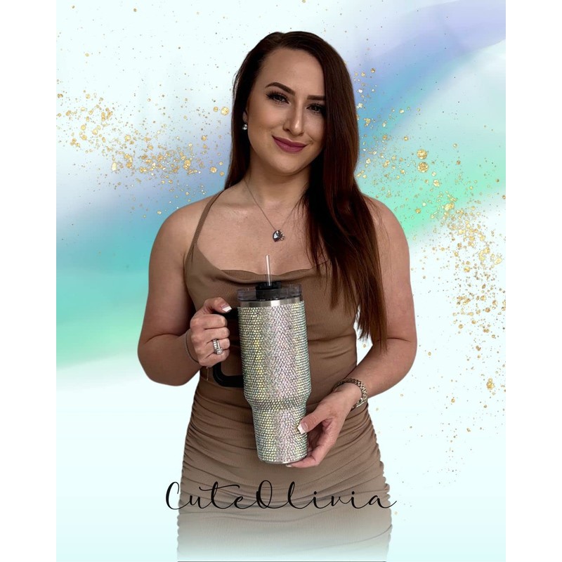 cuteolivia 40 Oz Tumbler With Handle Studded Tumbler With Lid
