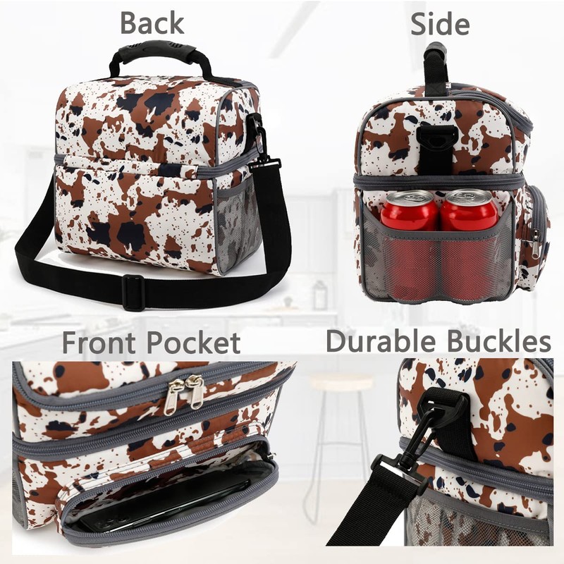 FlowFly Insulated Lunch Bag Adult Lunch Box Large Tote Double