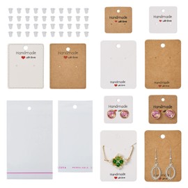 Beadthoven Display Cards, Set of Approximately 150, 3 Types, Cards, Earrings, Necklace Display, Transparent OPP Bag, Earring Backs, Accessories, For Displaying, Cards, Packaging, Sales, Storage,