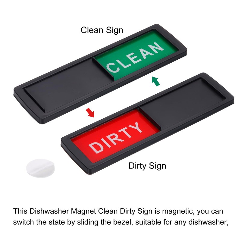 sourcing map Dishwasher Magnet Clean Dirty Sign Black Framed Rectangle