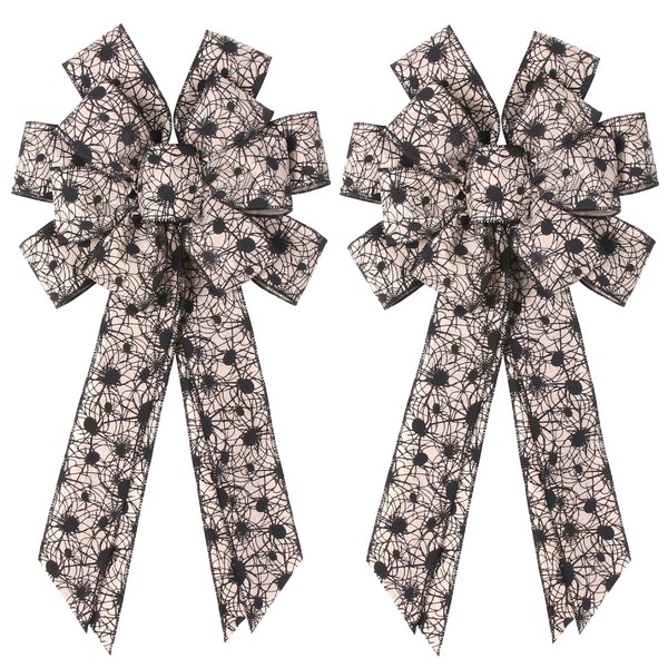 2PCS Large Halloween Bows 20"*12" Halloween Tree Topper Bow, Wreath