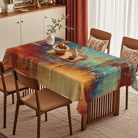 Modern Tablecloth 140 x 200 cm Orange Colourful Art Painting Tablecloth Washable Rectangle Tablecloth Decoration Aesthetic Tablecloths for Autumn Winter Party Weddings Holidays Birthday