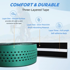 CLUTUTJL Road Bike Handlebar Tapes, Green Bicycle Bar Tape with High Stain Resistance Silicone Surface, Shock Absorbing EVA Bike Grip Tapes for Handlebar (Set of 2, Green)