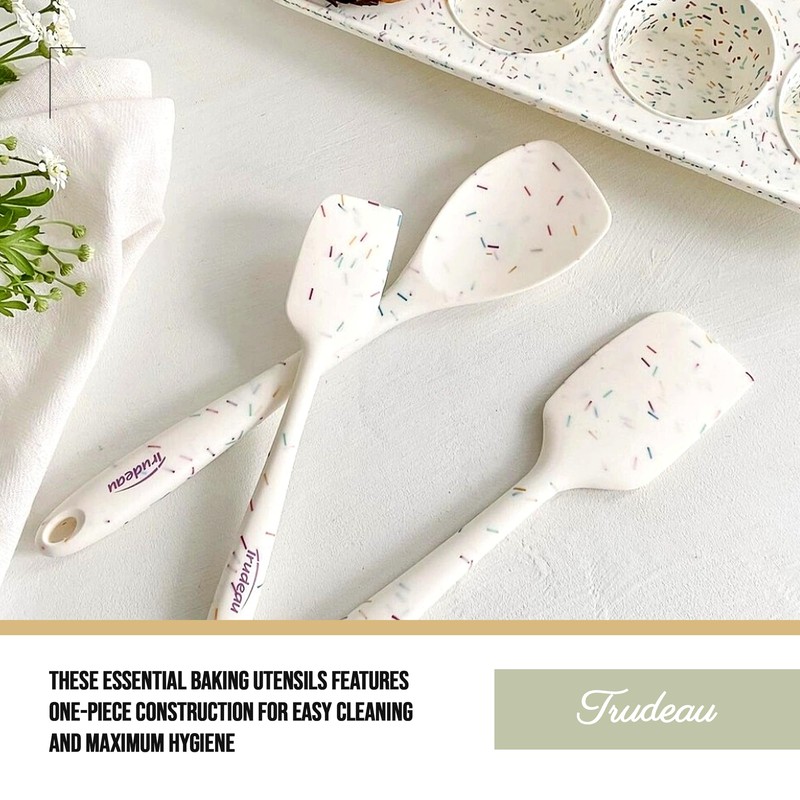 Trudeau Confetti Silicone Utensil Set – 11" Spatula, 11" Spoonula