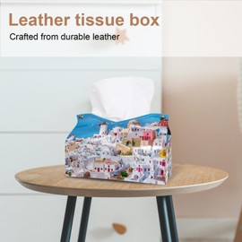 2 Pack Tissue Box Cover Holder, Summer Beach Starfish Seashell Rectangle Leather Tissue Case, Decorative Organizer for Tabletop, Bathroom, Car, Office