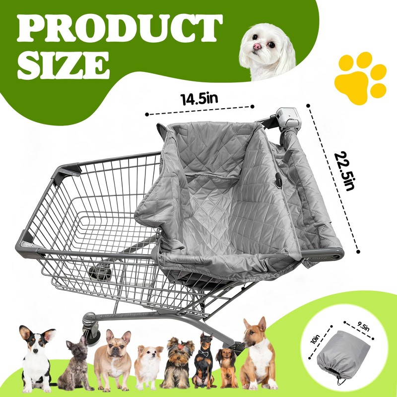 Wibeelee Portable Dogs Shopping Cart Cover Quilting Grocery Cart Cover