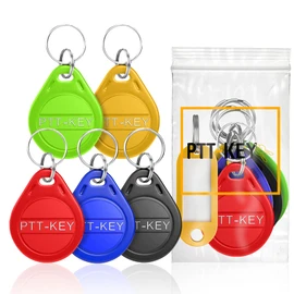PTT-KEY® | 5 RFID Badges 13.56 MHz Programmable MCT to Android Smartphone | UID Changeable | CUID Chip | Vigik Badge Universal | NFC Tag | Name Badge for Anywhere | Building Badge |