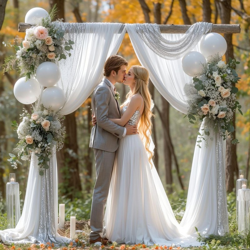 Wedding Arch Draping Fabric, 1 Panel 28" x19ft White Wedding