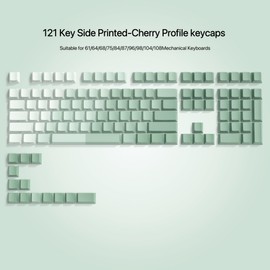 dagaladoo Matcha Gree PBT keycap,Shine Through keycap 75 percen,Double Shot Key caps,Cherry Profile,Gradient Keyboard keycap,Side Printed keycaps for Mechanical Gaming Keyboards(121key,only keycaps)