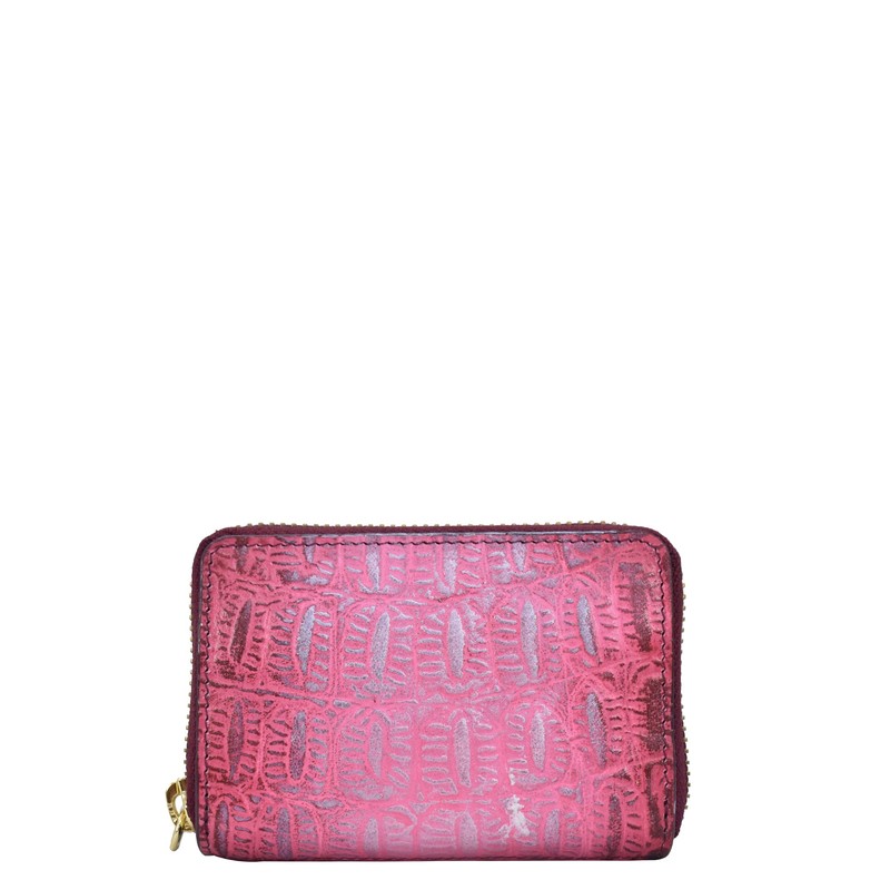 Anuschka Hand-Painted Leather, Croco Embossed Berry