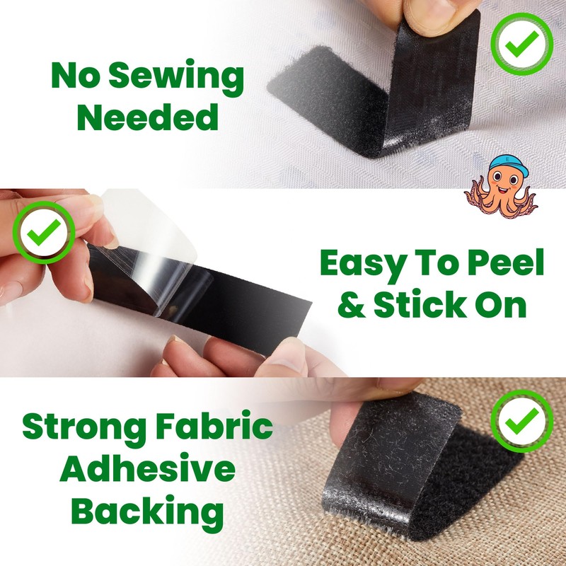 (16 FT x 3/4 Inch) Strips with Adhesive for Fabric,