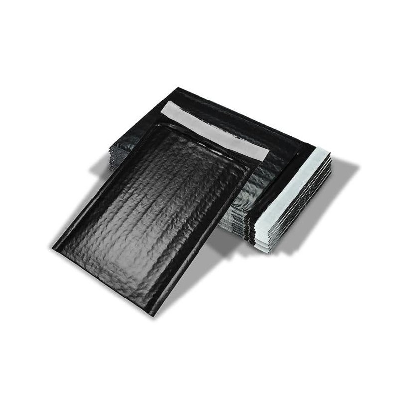 #0 6"x10" Deep Black Poly Air Bubble Mailers Peel and