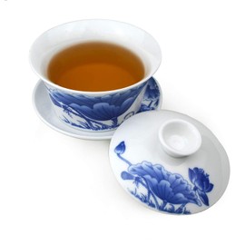 honeylive Gaiwan Chinese Kung Fu Sancai Terrine Tray Cup Tea Set Bowl Saucer Lid Tea Cup (Single B)