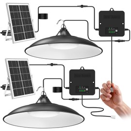 Etetale Solar Shed Light Indoor Outdoor, 2Pack Solar Pendant Light 2000LM Daytime Available with Battery Display, Waterproof Solar Powered Lights Indoor for Barn, Gazebo, Chicken Coops, Shop
