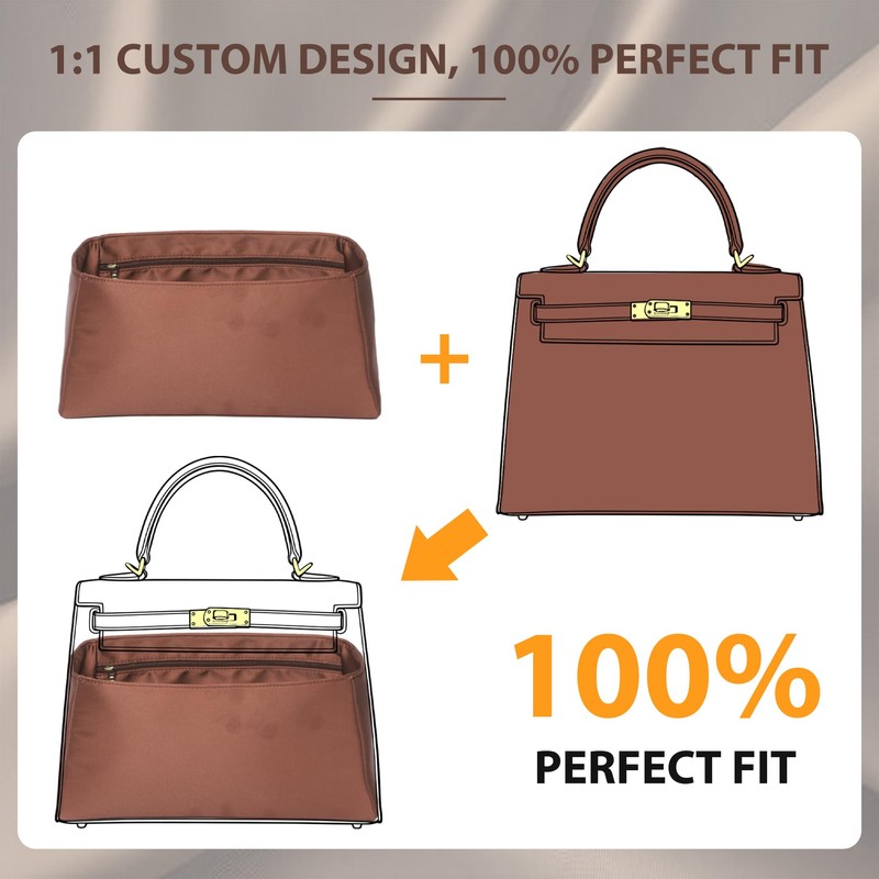 Doxo Ultra-Soft Satin Purse Organizer Insert for Hermes Kelly 25,