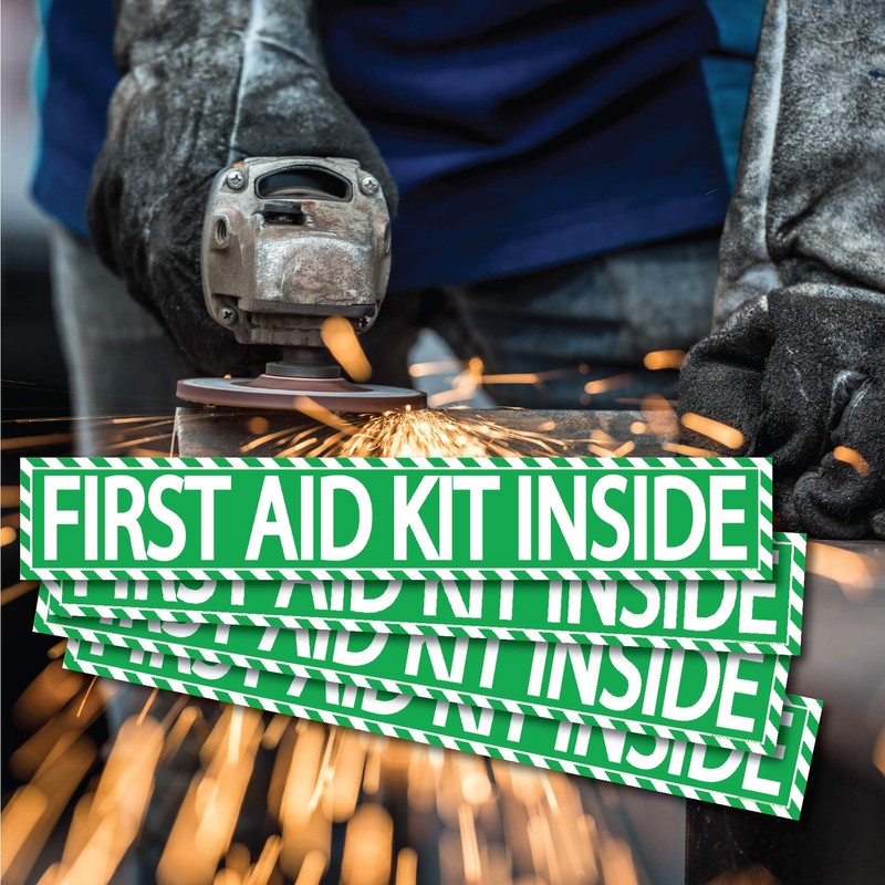 (4 Pack) First Aid Kit Inside Stickers 1.5" x 9"