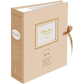 Nakabayashi 1PLW-201-2-V 1PLW-201-2-V Album with Window and Ribbon Pocket Album 200 L Tiers 2 Tier Antique Beige