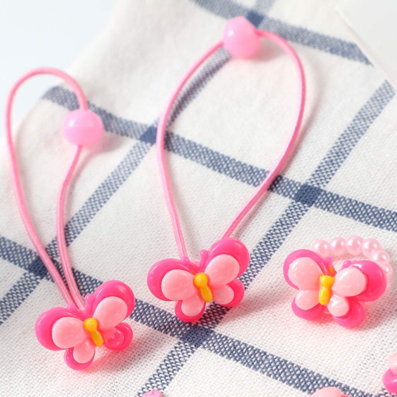 Hifot Kids Jewelry Little Girls Necklace Bracelet Ring Clip-on Earrings