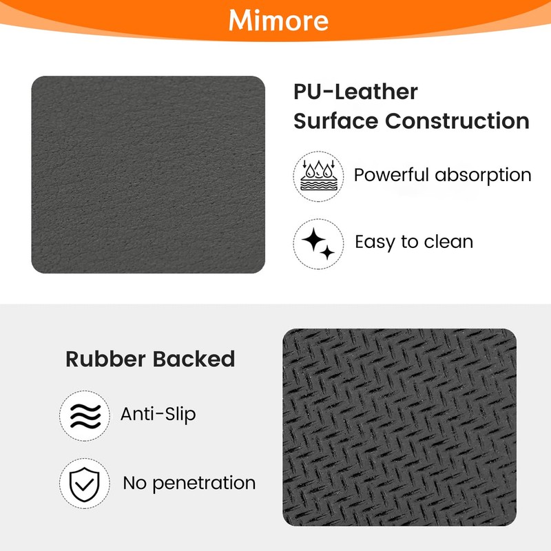 Mimore Coffee Mat - 16x24 Inch Grey Countertop Mat -