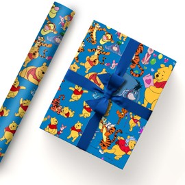 EYQQM Pack of 5 Gift Wrapping Paper 20" x 30" Kraft Paper Wrapping Paper Sheets Pack for Kids Birthday, Party Storage Festive Decoration (Blue Friends)