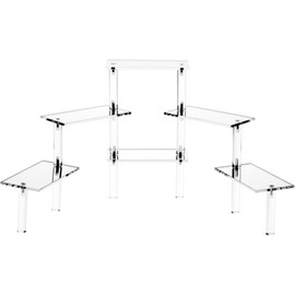 6 Tier Acrylic Display Stairs - Size: 3" x 6" x 10 1/4" H Rectangular Platform- Stairway Riser.