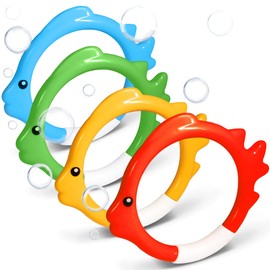 Novelty Place 4 Pcs Diving Ring Set - Throw, Dive & Retrieve Toys, Underwater Swimming Pool Play Accessories - Fish Shape Dive Rings for Kids Adult and Family - Perfect for Swimming Training and Fun