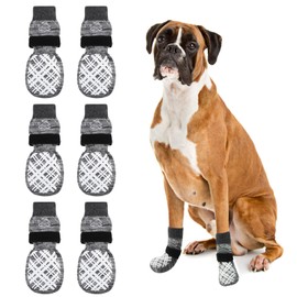 BEAUTYZOO Dog Socks to Prevent Licking for Hardwood Floors -Dog Boots Shoes for Small Medium Large Dogs -Double Side Grips Traction Control Anti Slip Socks for Puppy Doggie Senior Dog, Paw Protector