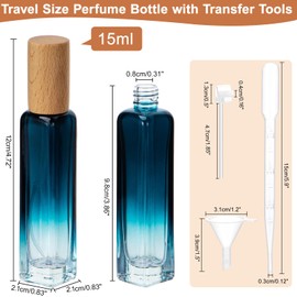 15ML Perfume Travel Refillable Spray Bottles 4pcs Set, Mini Glass Perfume Bottle Empty, Portable Cologne Atomizer Sprayer Travel Size Containers Refill Bottles Kit with Wooden Lid for Toiletries