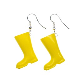 Miniblings Wellington Boots Yellow Earrings Hanging Boots Rain Garden Earrings – Handmade Fashion Jewellery I Earrings Silver Plated, Metal