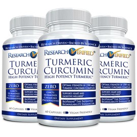 Research Verified Turmeric Curcumin - with BioPerine, Curcumin C3 Complex - Vegan - Made in The USA - 180 Capsules - Made in The USA