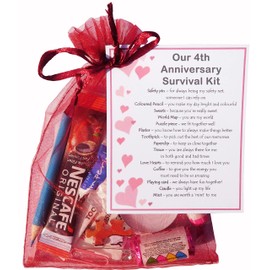 SMILE GIFTS UK 4th Anniversary Survival Kit Gift (Great novelty present for fourth anniversary or wedding anniversary for boyfriend, girlfriend, husband, wife)