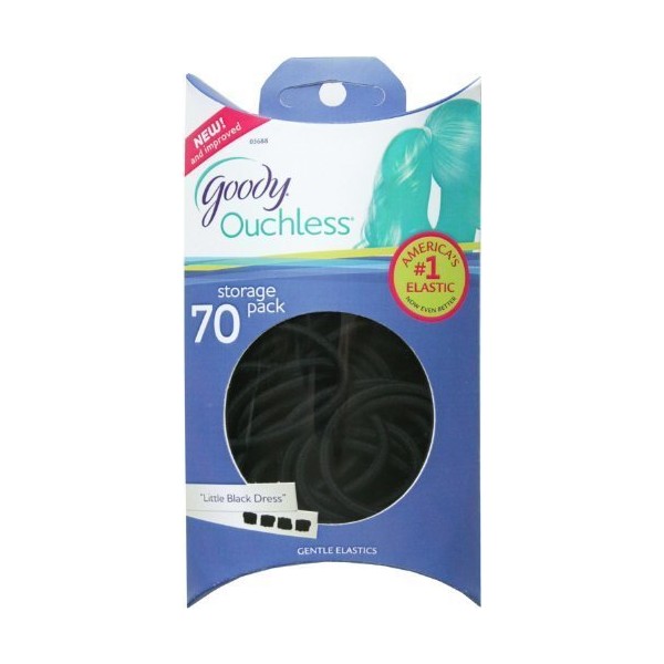 Goody - Ouchless Pillow Pack Black Elastics, (4 Millimeters), (70 Count) (4-Pack)