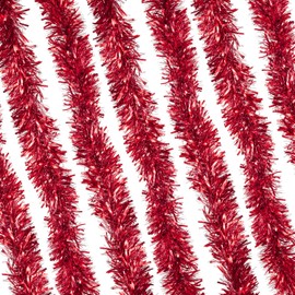 Rocking Party Luxury Thick Wide Metallic Christmas Tinsel Decoration (4 meters, Red)