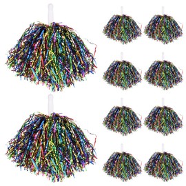 Sosoport 10 Piezas Pompones De Porristas Utilería De Rendimiento Cosas De Porristas Pompones Con Asa Pompón Del Equipo De Animación Pompones Metalicos Suministros El Plastico Seis Colores