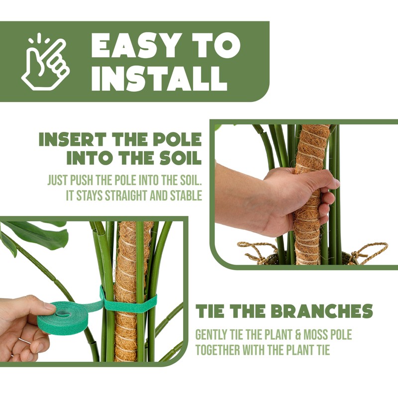 2 Pack 48" and 28'' Bendable Moss Pole Monstera Plant