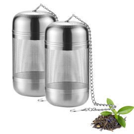 Tea Strainer for Loose Tea, Pack of 2 Tea Strainers, Stainless Steel Tea Filter for Loose Tea, Fine Mesh with Chain, Stainless Steel Tea Strainer Tea Strainer for Loose Tea, Tea Infuser Strainer for