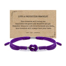 LAMIBEE Purple Infinity Bracelet, Forever Love and Friendship with Multicolor Color, Lucky Tibetan Knot Protection Surfer String Woven For Men Women (Purple), One Size, synthetic-fiber, no gemstone