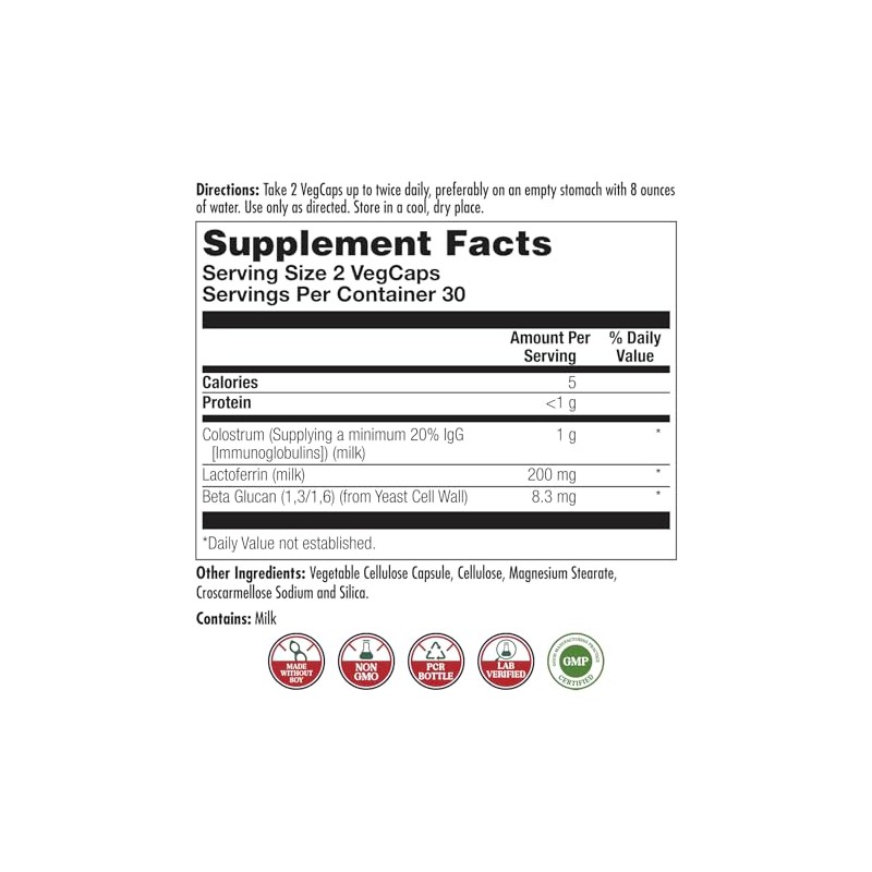 KAL Colostrum Lactoferrin Capsules, 60 Count